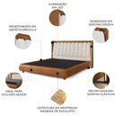 Ver imagem 3 de Cama King 160cm Cairo e Cabeceira Luara Sintético Caramelo/Creme Z37 - Mpozenato