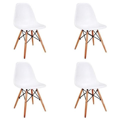 Kit 4 Cadeiras Eames Eiffel - Branca
