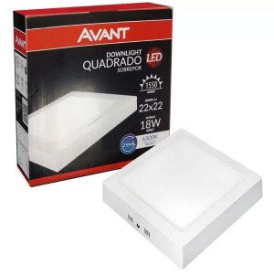 Plafon LED Quadrado 18W Painel Sobrepor Slim Avant - Branco Quente