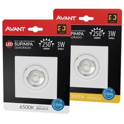 Kit 10 Spot LED Cob Quadrado 3W Direcionável Bivolt Avant - Branco Quente - 3 Kit 10 Spot LED Cob Quadrado 3W Direcionável Bivolt Avant - Branco Quente - 3