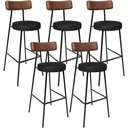 Ver imagem 1 de Kit 05 Banquetas Alta Bar Cozinha Sala De Jantar Milão L02 Couríssimo Marrom Preto - Lyam Decor