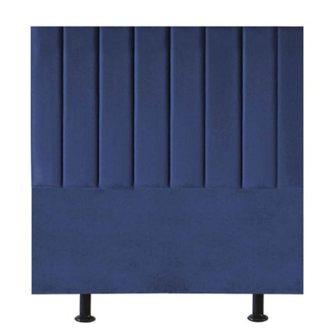 Cabeceira Estofada Cama Box Casal 140 Cm Alice Veludo Cor:azul Marinho