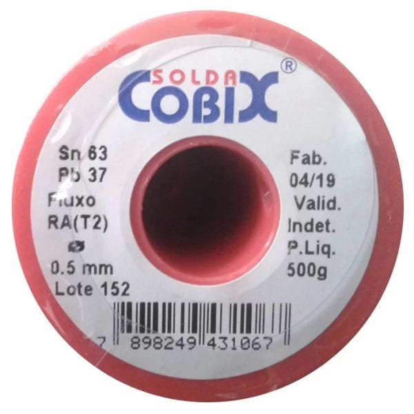Estanho Solda Fluxo Cobix 500g Vermelho 63x37 0.5mm - 2
