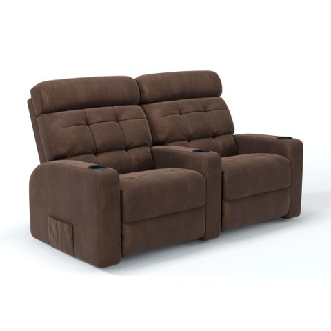 Sofá 2 Lugares Reclinável Elétrico em Suede Cor Marrom Linha Cinema