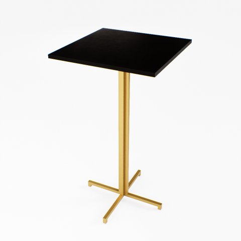 Mesa Alta Bistrô Quadrada 100x50cm Dourada Tampo Preto Industrial Don Castro Decor Industrial Premiu
