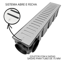 Ver imagem 4 de Ralo Quintal 10x50 Inox 304 Sistema Abre Fecha Coletor Modular Preto Multi Saídas