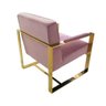 Poltrona em Metal Dourado com Estofado em Veludo Rosa - 72x80x79cm - 4