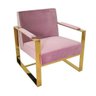 Poltrona em Metal Dourado com Estofado em Veludo Rosa - 72x80x79cm - 1
