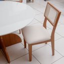 Ver imagem 5 de Mesa Sala de Jantar 1,35m com Vidro 4 Cadeiras Mdf Conjunto Cor:off White com Freijó e Cesare Claro