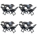 Ver imagem 1 de Kit 4 Jogos De Mesa Com 4 Cadeiras De Madeira Dobravel 120X70 - Preto - Preto