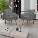 Ver imagem 1 de Kit 02 Poltronas Decorativas Opala Lux Sala Recepeção Cinza - Visan Estofados