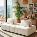 Ver imagem 1 de Sofá Ilha Jasmim 2 Lugares 228cm Off White Bouclé Contemporâneo Sallar Home
