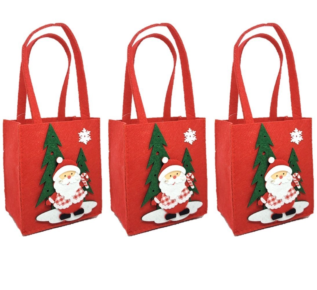 Kit Sacola Decorativa Feltro Natal Papai Noel 30cm 3 Unidades - Master Christmas