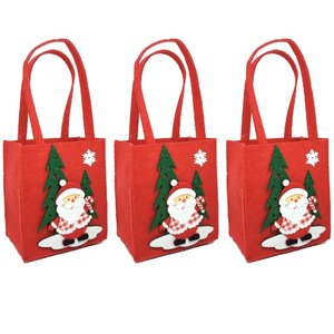 Kit Sacola Decorativa Feltro Natal Papai Noel 30cm 3 Unidades - Master Christmas