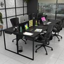 Ver imagem 1 de Escrivaninha Mesa Escritório 2 Gavetas 4 Lugares 240cm Industrial Preto