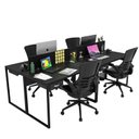 Ver imagem 5 de Escrivaninha Mesa Escritório 2 Gavetas 4 Lugares 240cm Industrial Preto