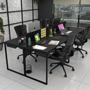 Ver imagem 2 de Escrivaninha Mesa Escritório 2 Gavetas 4 Lugares 240cm Industrial Preto