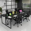 Ver imagem 6 de Escrivaninha Mesa Escritório 2 Gavetas 4 Lugares 240cm Industrial Preto