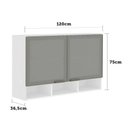 Ver imagem 2 de Armário Aéreo 120 Cm 2 Portas Branco com Nicho e Vidro Reflecta Prata Pérola Luciane Móveis