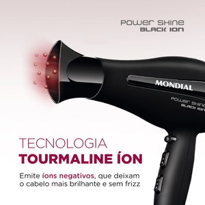 Secador de Cabelos Mondial Power Shine Black SC-13, 2 Vel, 3 Temp, 1800W, Preto - 220V