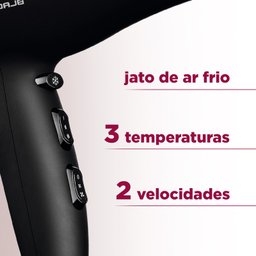 Secador de Cabelos Mondial Power Shine Black SC-13, 2 Vel, 3 Temp, 1800W, Preto - 220V - 3