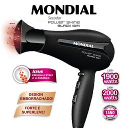 Secador de Cabelos Mondial Power Shine Black SC-13, 2 Vel, 3 Temp, 1800W, Preto - 220V - 7
