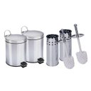 Ver imagem 1 de Kit Lixeiras Aço Inox - 2 de 5 Litros + 2 Escovas Sanitária