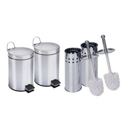 Kit Lixeiras em Inox - 2 de 3 Litros + 2 Escovas Sanitária - 1