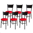 Ver imagem 1 de Conjunto 6 Cadeiras Pretas para Cozinha Viena Cor:vermelho