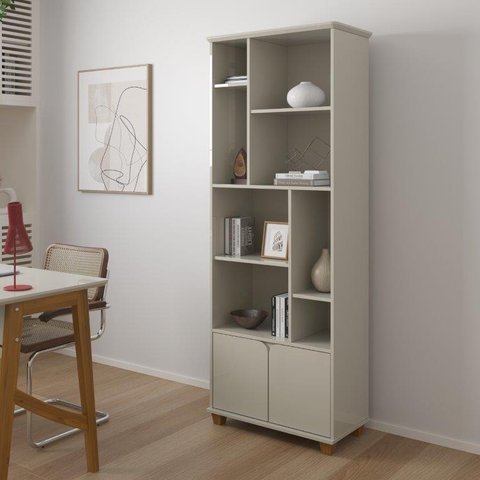 Livreiro / Multiuso Ta 2 Portas + 8 Nichos para Organização Cor Off White