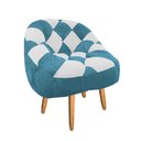 Ver imagem 2 de Poltrona Paloma Escritório Sala Pé Palito Suede Azul Turquesa e Suede Branco - Dominic Decor