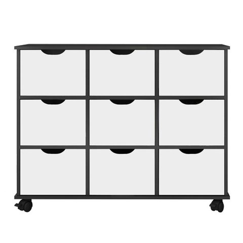 Nicho Organizador com Rodízios Toys 9 Gavetas Q01 Preto/Branco - Mpozenato