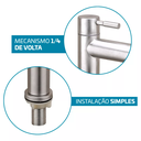 Ver imagem 2 de Torneira Lavatório Inox Aço Escovado Bica Alta