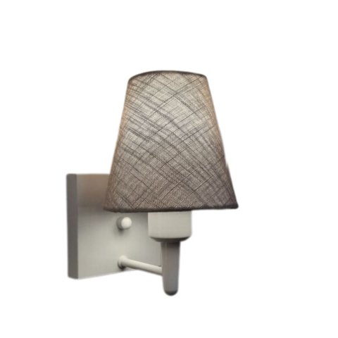 Arandela Quadrada Md-2034 Branco Cúpula em Tecido Cone Rustico Cinza - Bivolt Lustres Vivare