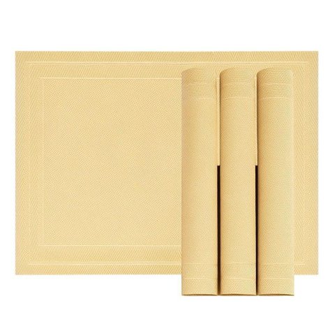 Jogo 4 Lugar Americano Retangular Mesa Pvc Dourado Executivo 30x45cm em Casa Tem