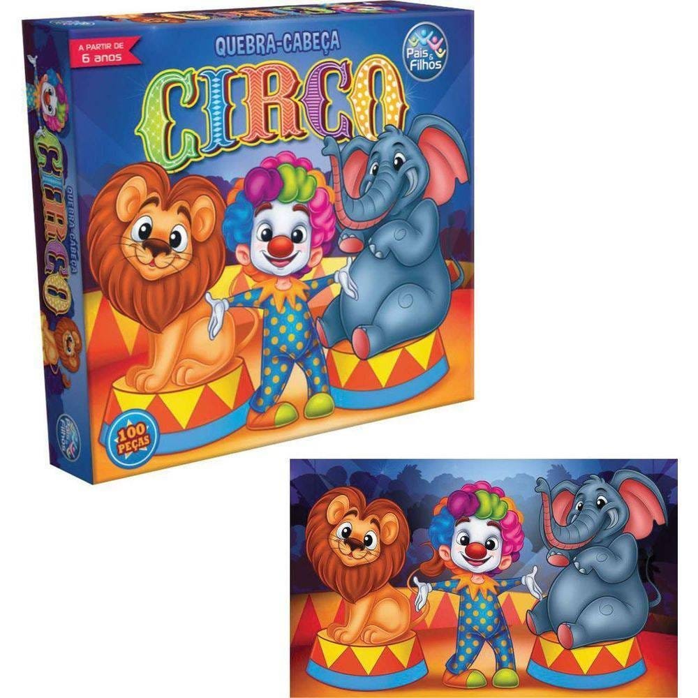 Brinquedo Infantil Jogo Quebra Cabeça 100 Peças Circo Pais e