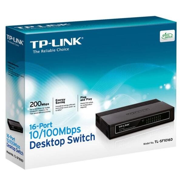 Switch TP Link TL-SF1016D, 16 Portas, Fast Ethernet, 10/100Mbps - 5