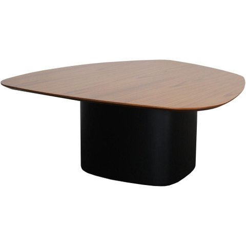 Mesa Centro Stone Alta Tampo Amêndoa Suave com Base Preto Fosco 90 Cm - 72360