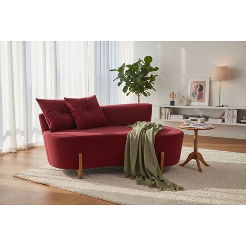 Namoradeira Sofá Feijão Luna 130cm Orgânica Suede Marsala