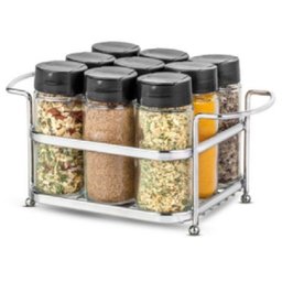 Porta Temperos com 9 Potes Vidro Suporte Cromado Passerini - 1