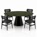 Ver imagem 2 de Mesa de Jantar Cone Oval 120x80 cm Tampo Mármore Vitória Régia Base Laca Preta