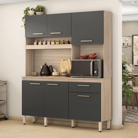 Kit Cozinha Compacta Ambiente Álamo Avena Touch Grafito – Demóbile