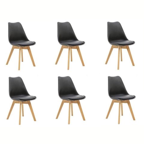Kit 6 Cadeiras Saarinen Polipropileno Sala de Jantar Cozinha Base Wood