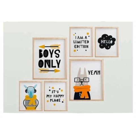 Quadro Infantil 6 Un A4 Vidro e Pendurador