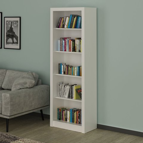 Estante Livros Escritório 4 Prateleiras Branco Tecnomobili