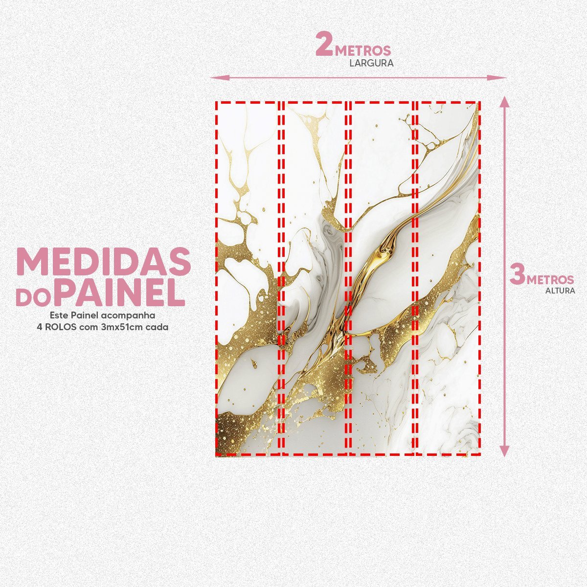 Papel de Parede Painel 3D Mármore Branco Fio Dourado 2M Revestimento Auto Colante Marmorizado - 5