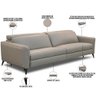 Sofá Retrátil Reclinável para Sala 3 Lugares Elétrico Gade 220cm T03 Couro Cinza Creta - Lyam - 4