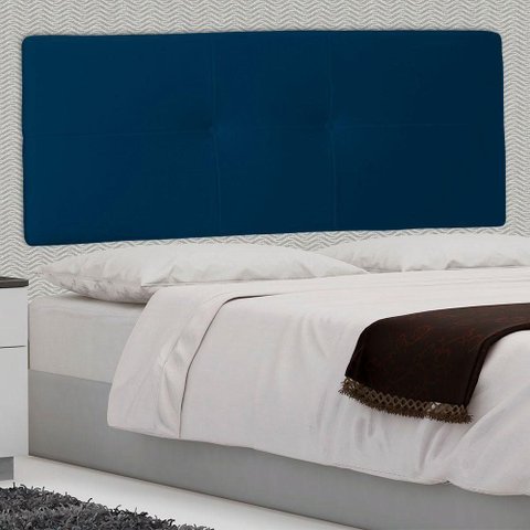 Cabeceira Painel Solteiro 90 Cm Poliana Suede Azul Marinho