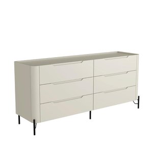 Cômoda com 6 Gavetas 178cm Pés em Metal 100% Mdf Cor:luna com Preto