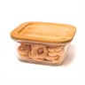 Pote de Vidro Hermético com Tampa Quadrado de Bambu 300mL - Casambiente - 2